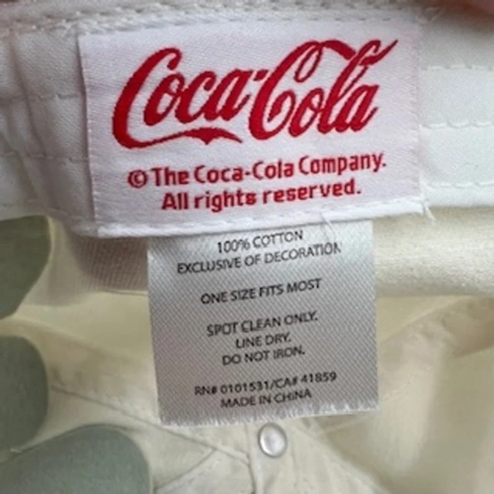 Coca-Cola Polar Bear Heart Embroidered‎ Baseball Cap Cream Red Adjustable Hat